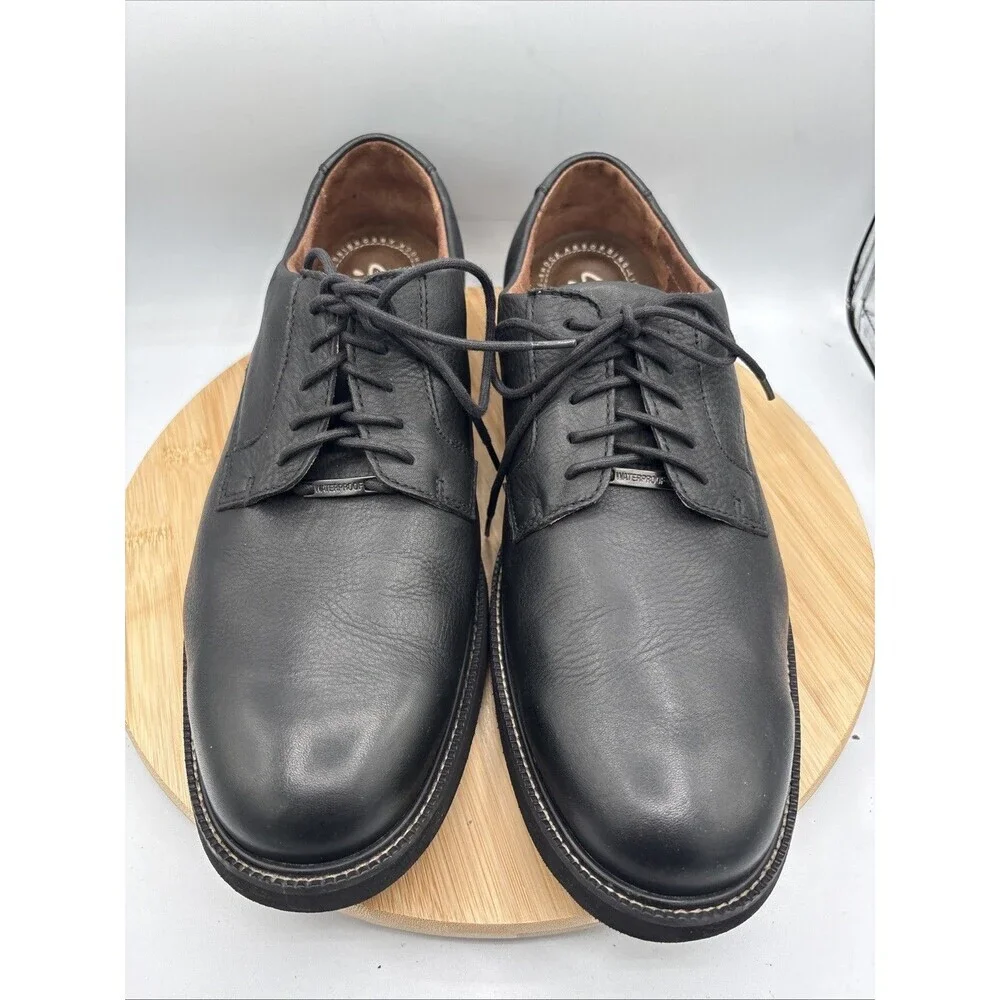 Clarks Oxford Shoes Mens 12 W Black Leather Waterproof Lace Up Casual 82465